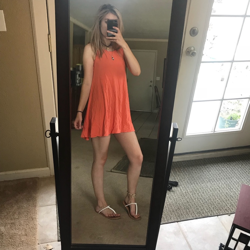 Coral Tank Dress. V Flowy.